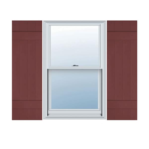 Ekena Millwork Lifetime Vinyl, 4 Board Joined (2 Batten), Board-n-Batten Shutters, w/Shutter Loks, LJ4C14X04000WN, PR LJ4C14X04000WN - main